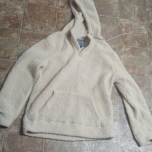 GUC Brooklyn Cloth Cream Colored Fleece Hoodie 1/4 Snap Size L